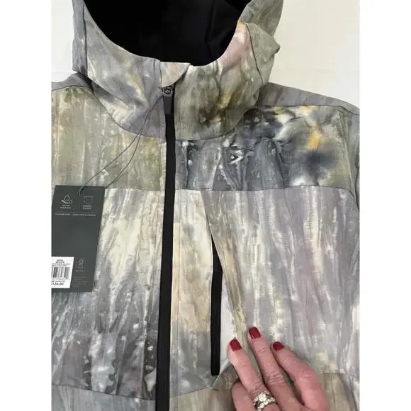 VRST Multicolor Abstract Print Hooded Jacket Medium On Trend Fashion